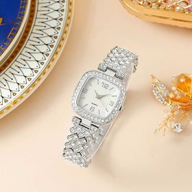 ADSBIAOYE Fashion Luxury Vintage Diamond Square Watch Digital dial Quartz Women's Watch