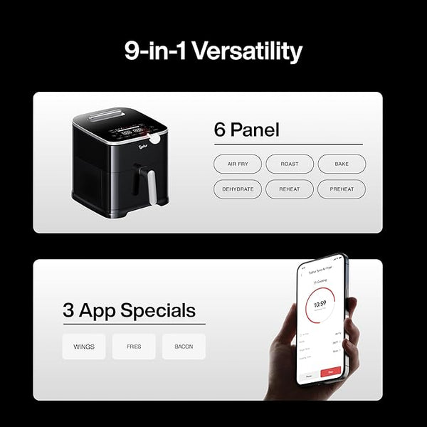 Typhur 8QT Sync Air Fryer with Built-in Wireless Meat Thermometer, 9-in-1 Smart Non Toxic Ceramic Airfryer for Quick Easy Meals, 450°F Max, Cooks 6lb Whole Chicken, Dishwasher Safe, 120V
