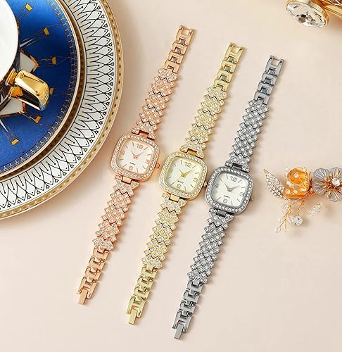 ADSBIAOYE Fashion Luxury Vintage Diamond Square Watch Digital dial Quartz Women's Watch