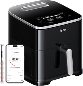 Typhur 8QT Sync Air Fryer with Built-in Wireless Meat Thermometer, 9-in-1 Smart Non Toxic Ceramic Airfryer for Quick Easy Meals, 450°F Max, Cooks 6lb Whole Chicken, Dishwasher Safe, 120V