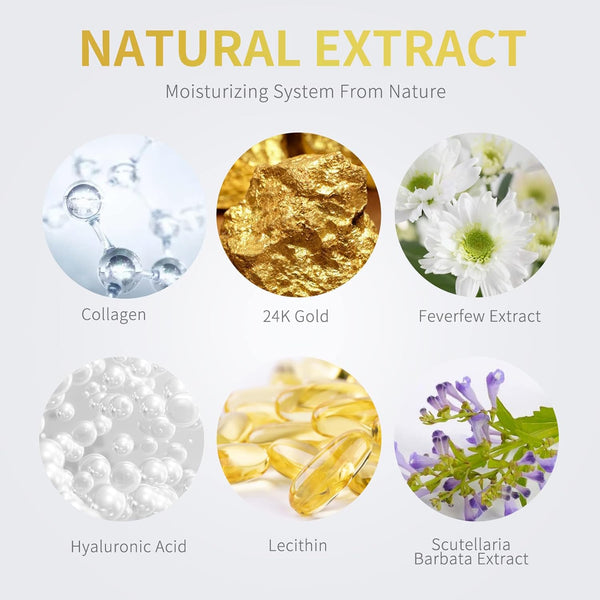 24K Gold Under Eye Patches - 60 Pack for Puffy Eyes, Dark Circles, Bags & Wrinkles with Collagen & Hyaluronic Acid - Eye Care Pads for Daily Skincare (Gold)