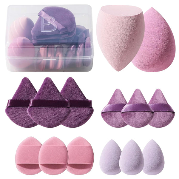 Makeup Sponge Set BS-MALL Triangle Puff 14 Pcs for Liquid, Cream, and Powder, Multi-colored Makeup Sponges
