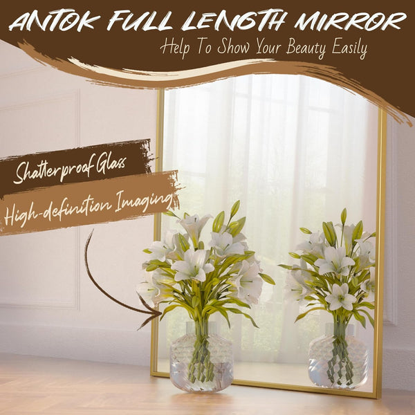 Antok Full Length Mirror, 58"x19" Floor Mirror, Arched Floor Standing Freestanding Arch Full Body Mirrors with Stand for Bedroom, Hanging Mounted...