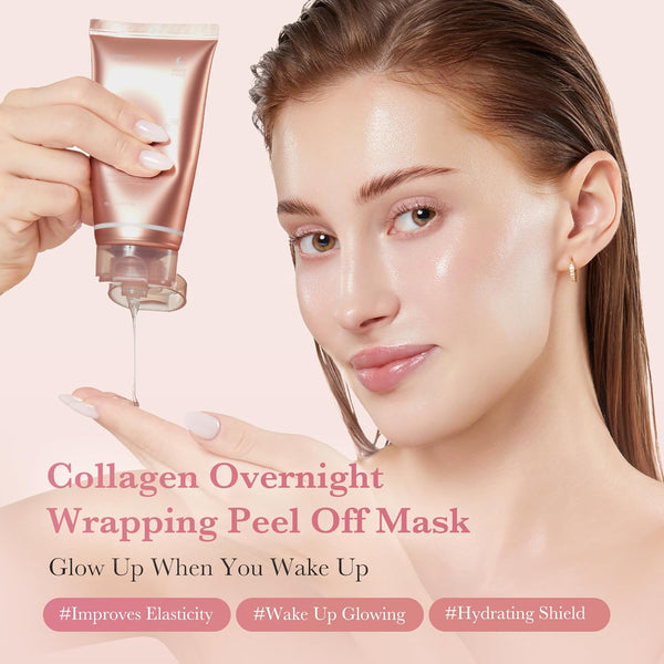 medicube Collagen Overnight Wrapping Peel Off Facial Mask Pack - Elasticity & Hydration Care, Reduces Sagging & Dullness - Hydrolyzed Collagen For...